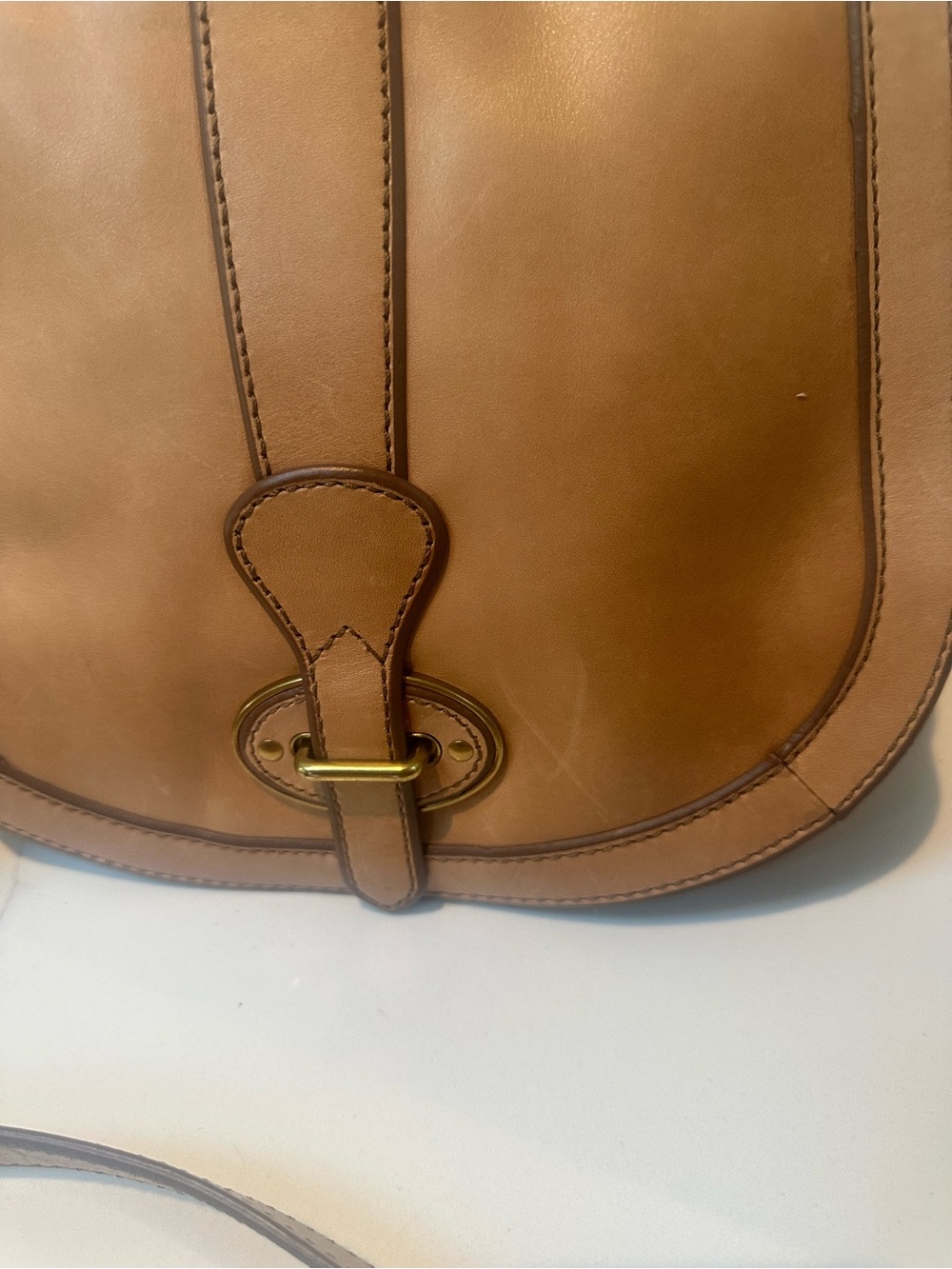 Fossil Tan Leather Saddle Bag - Women's Crossbody